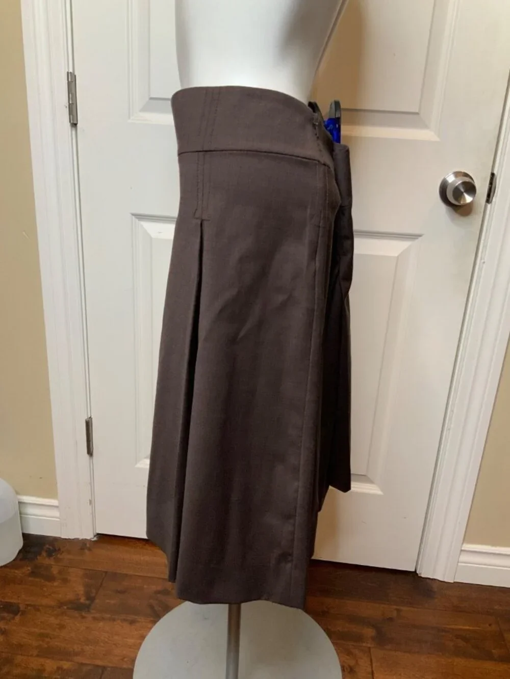Tory Burch Brown Wool Pleated Skirt, Size 12